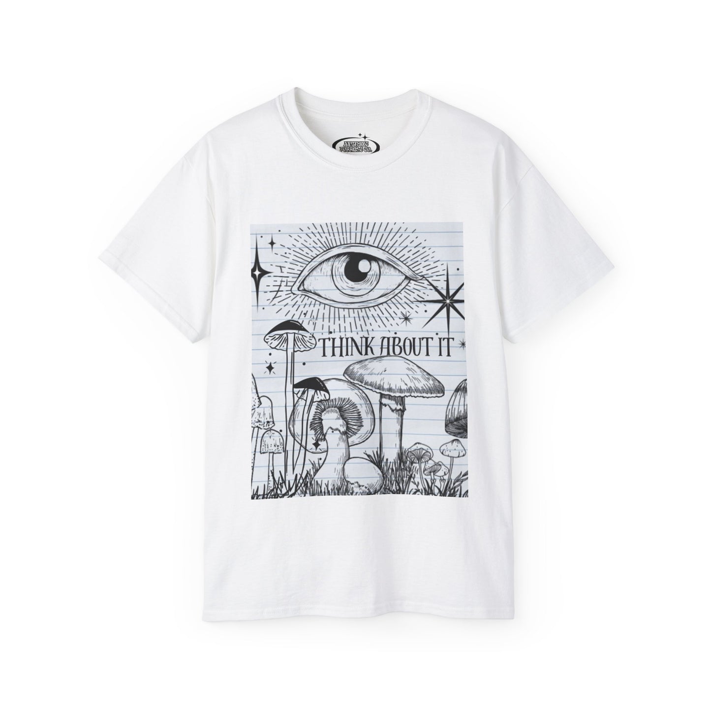 “Think About It” Mushroom Graphic Unisex Ultra Cotton Tee