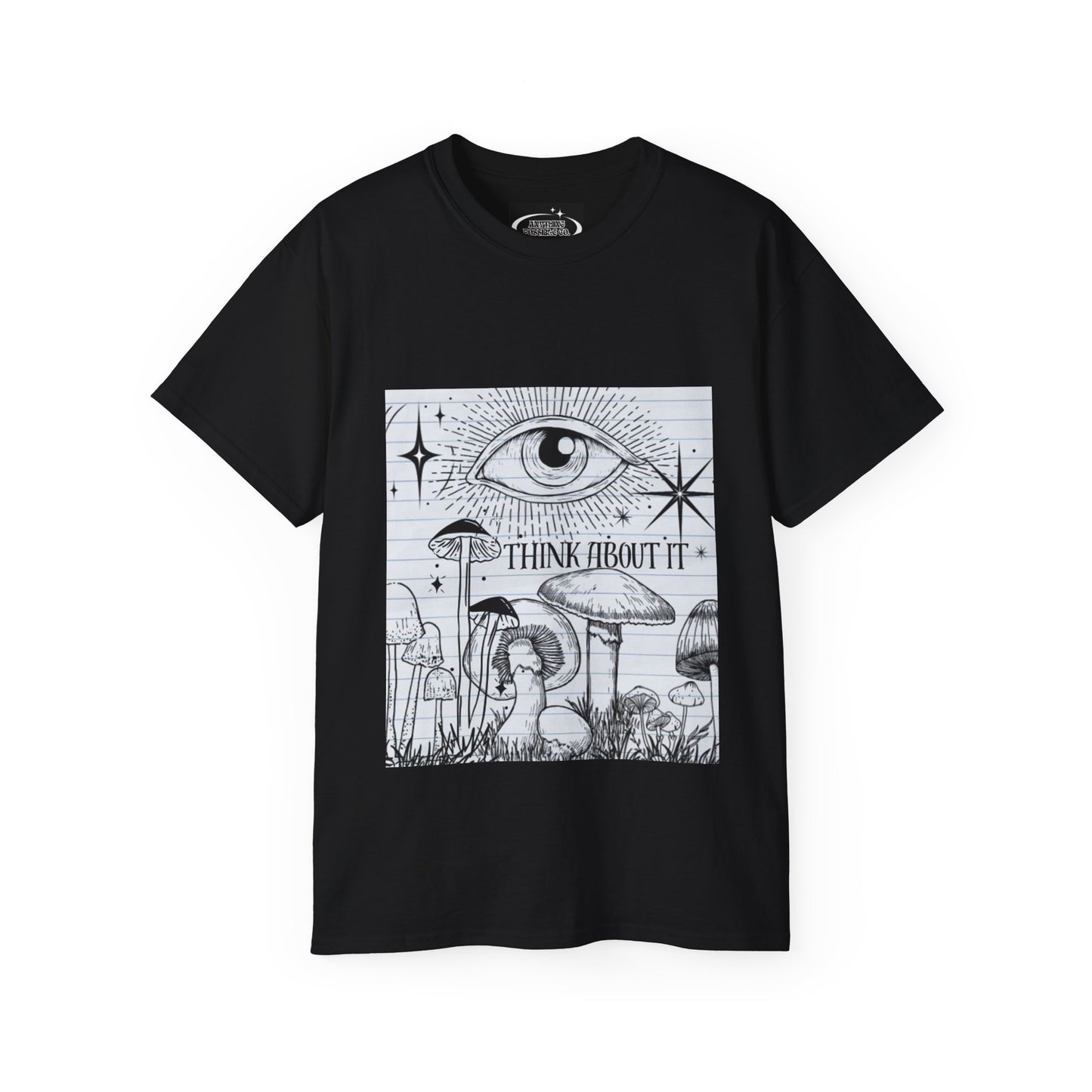 “Think About It” Mushroom Graphic Unisex Ultra Cotton Tee